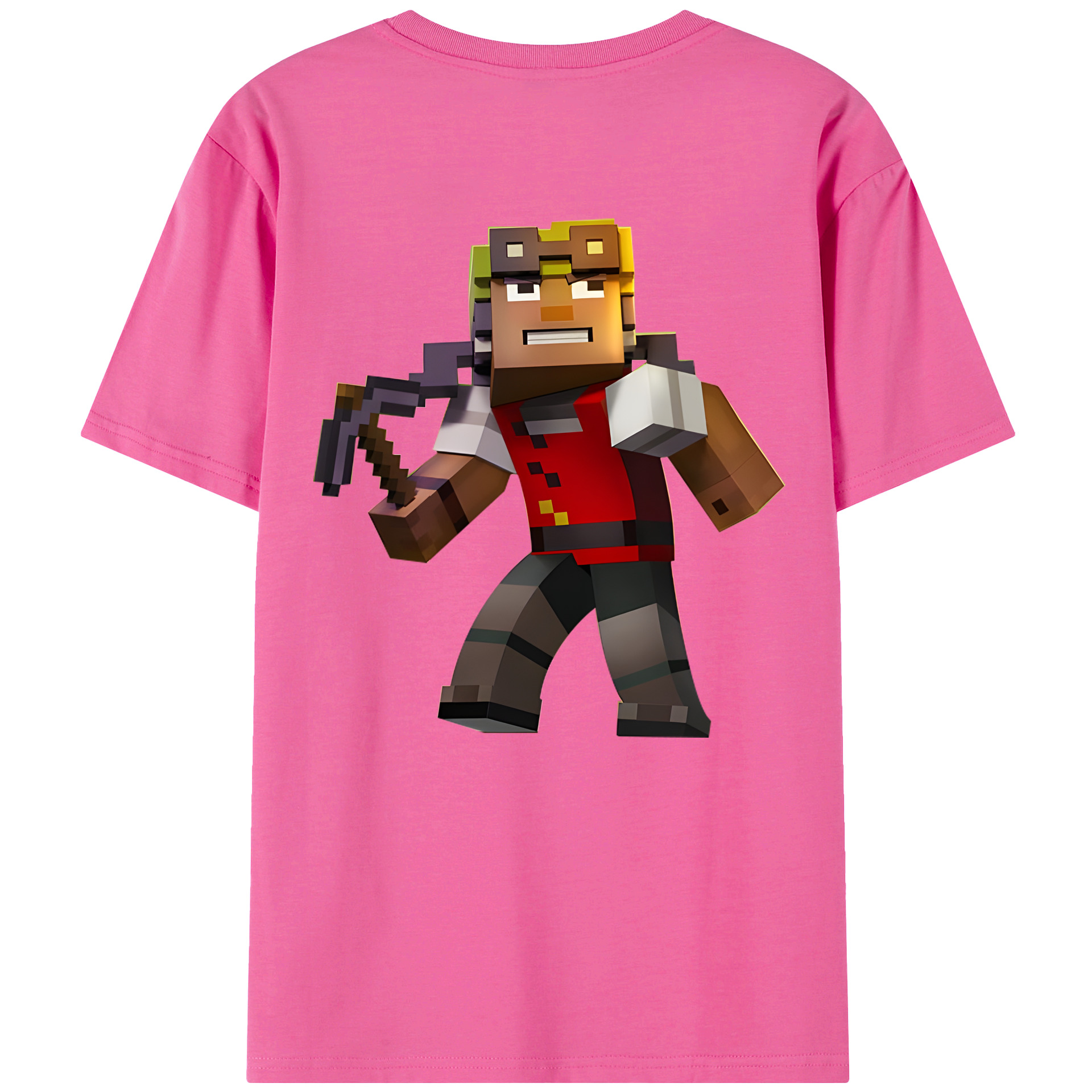 （画像用） マインクラフト ブロックの世界 Minecraft MC Block world レディース半袖Tシャツ(バックプリント)